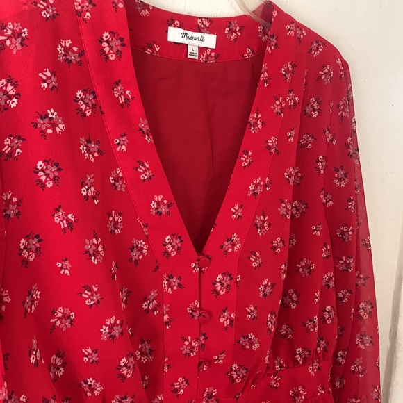 Madewell red long sleeve cropped blouse - Picture 4 of 4